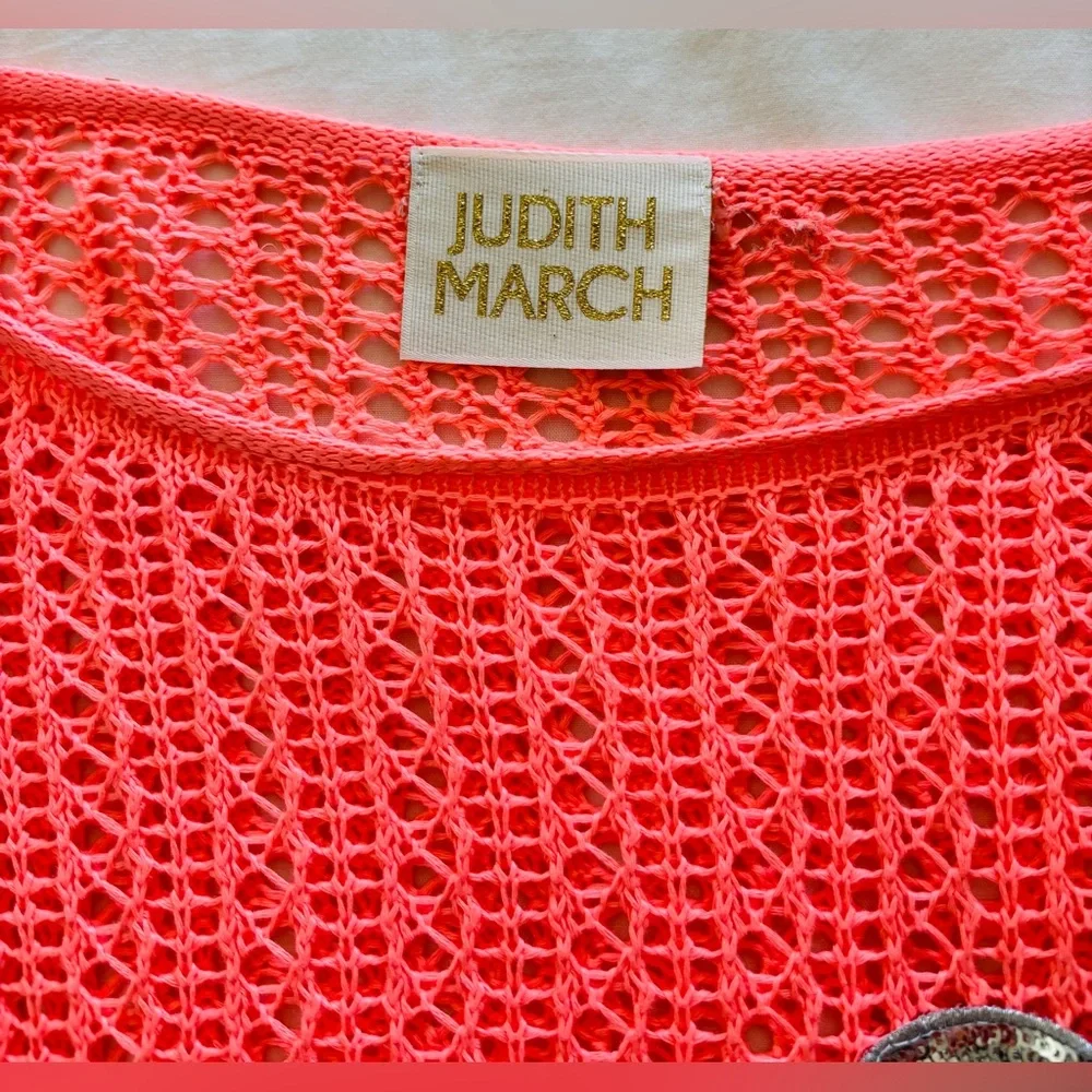 Judith March Pink Crochet Crop Top with Smiley Patches! NWT! - Picture 4 of 4